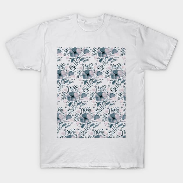 Watercolor poppies bouquet pattern  - neutral T-Shirt by wackapacka